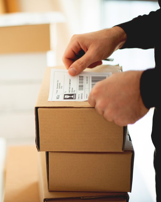 Shipping label on parcel