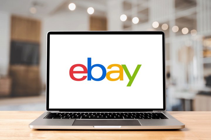 eBay logo on laptop showcasing one of our integration platforms.